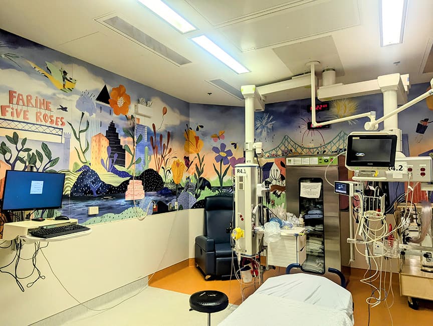 Montreal Children’s Hospital Emergency Department Distraction Room Mural, illustration by Josée Bisaillon (4)